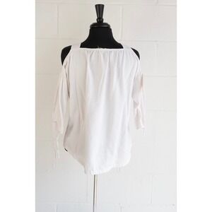 Madewell Womens XS White Cold Shoulder Tie Sleeve Blouse Square Neck Top